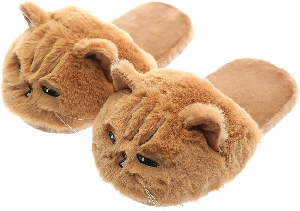 3D Kitty Slippers Womens Cat Slippers Smiley face Slippers for Girls Boys Animal House Slippers
