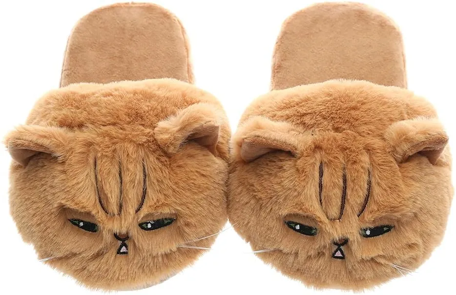 3D Kitty Slippers Womens Cat Slippers Smiley face Slippers for Girls Boys Animal House Slippers