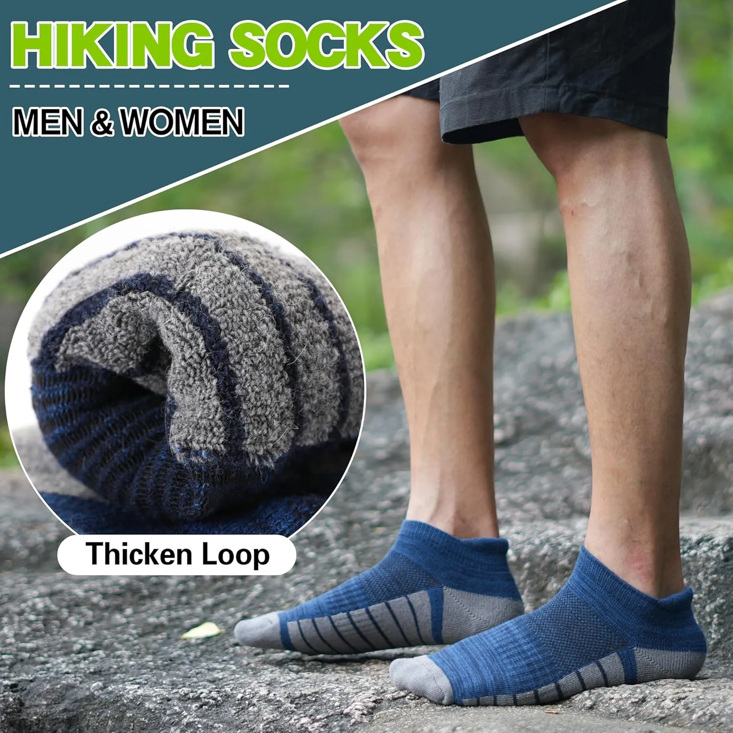6 Pairs Merino Wool Ankle Hiking Running Socks Compression Support Thick Athletic Low Cut Socks for Women Men