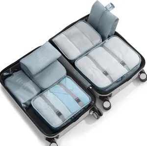 7 Set Packing Cubes for Suitcases,Packing Cube with Shoe, Cosmetics, Clothing, and Accessories Bags Packing Cubes for Travel Luggage Organizer Women Men(Grey)