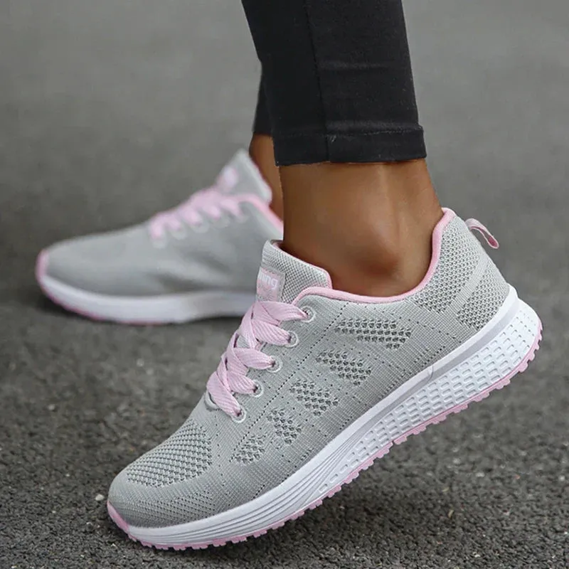 Airy Chic:  Women's Breathable Lace-Up Sneakers