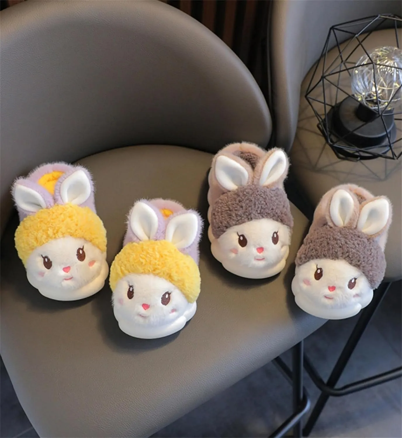 Animal slippers for women Cute rabbit slippers Soft warm winter home plush cotton slippers Cotton shoes
