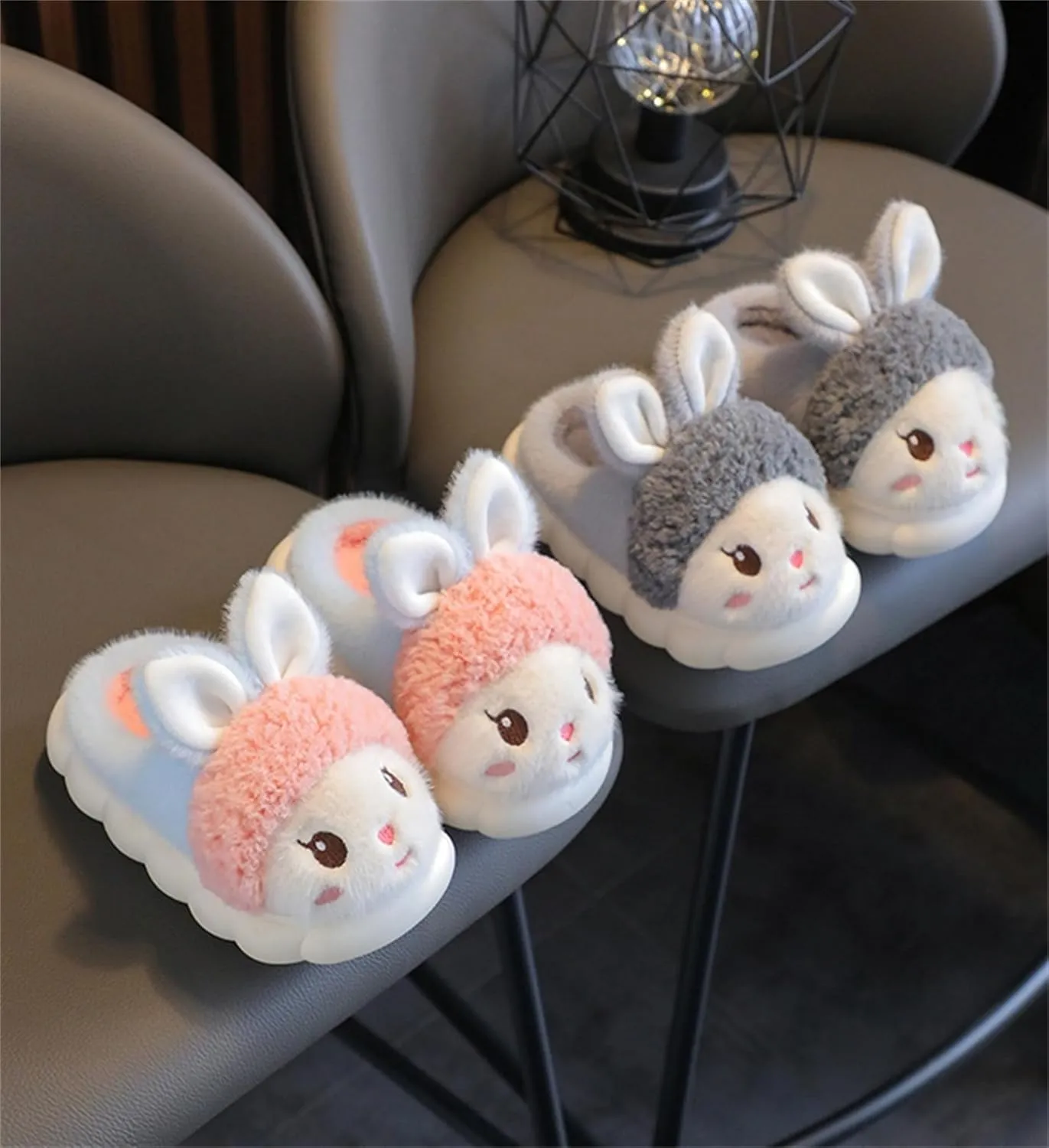 Animal slippers for women Cute rabbit slippers Soft warm winter home plush cotton slippers Cotton shoes