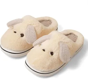 Animal Slippers for Women Indoor - Cute Fuzzy Warm Cozy Plush House Dog Slippers Memory Foam Slip On Bedroom Home Shoes