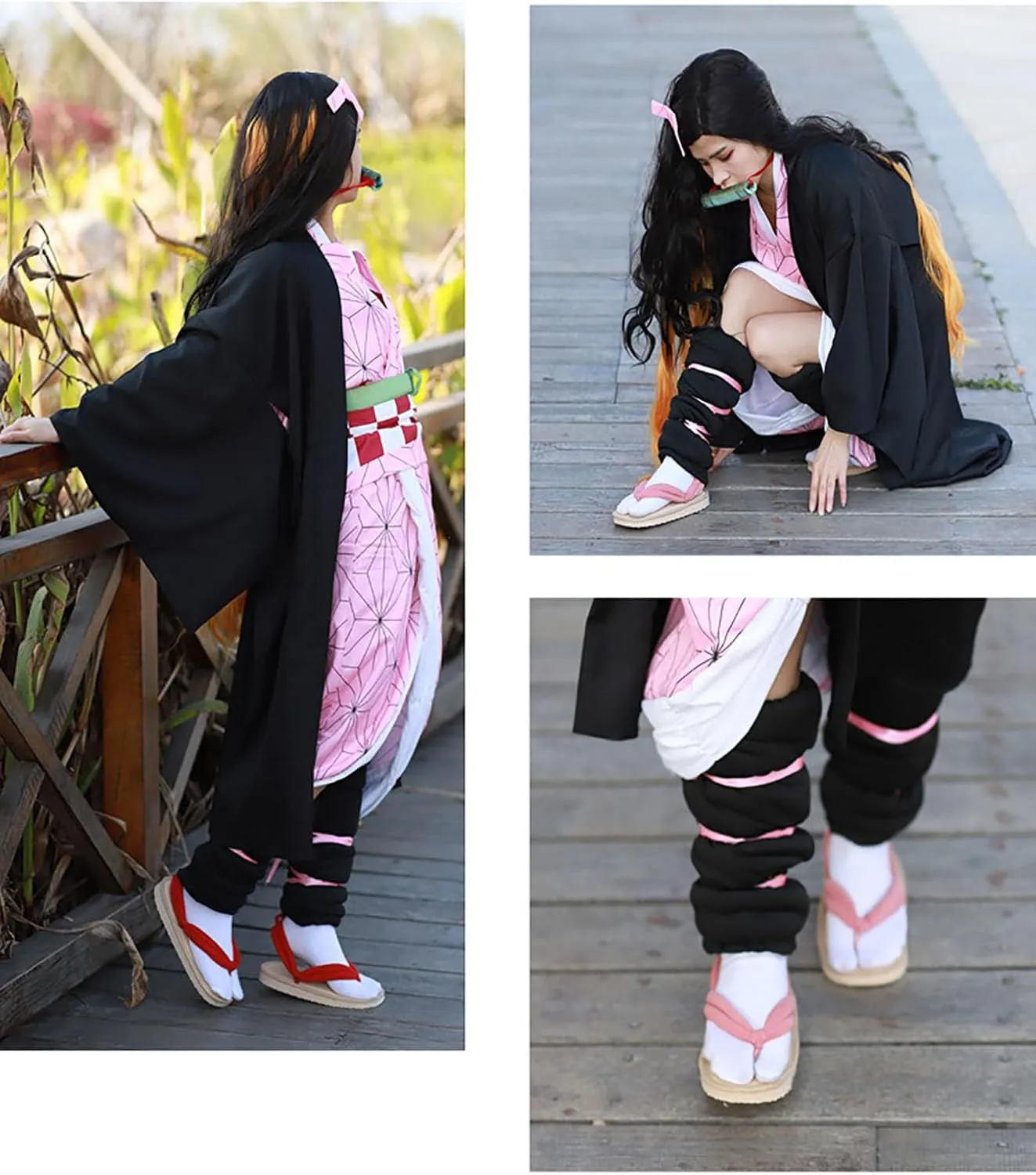 Anime Unisex Cosplay Clog Shoes Kamado Tanjirou Geta Slippers Japanese flip Flops