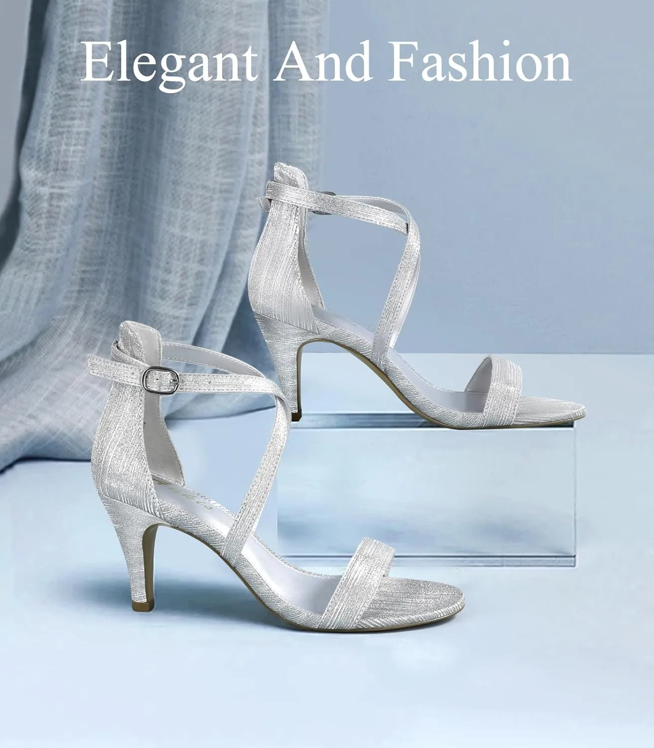 Ankis Nude Gold Black Heels Strappy Heels for Women 3 Inch Stiletto Open Toe Sandals for Wedding Evening Party Homecoming