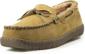 ARIAT Men's Indoor/Outdoor Warm Comfortable Harrison Moccasin Slippers with Genuine Suede Leather Upper in Gift Tin Box