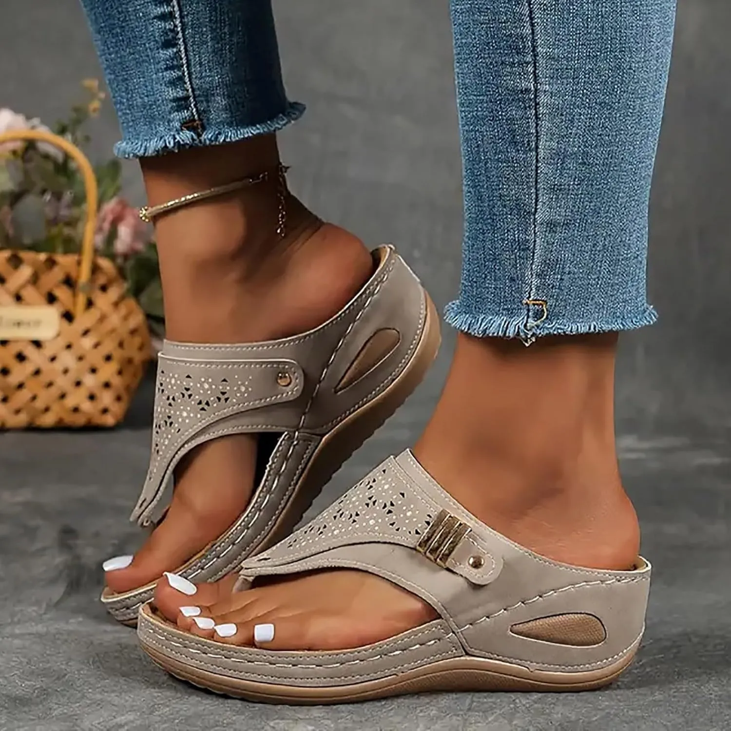 Avylays Women's Purple Orthopedic Wedge Sandals, Breathable Mesh Sports Sandals with Non-Slip Sole, Casual Wedge Sandals
