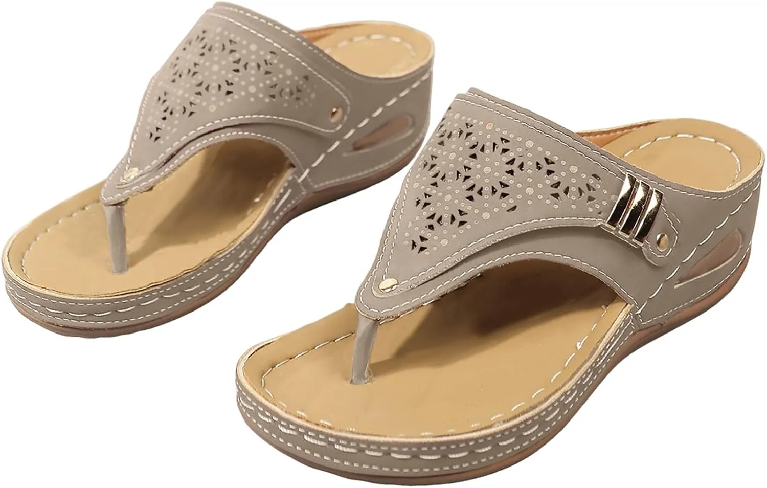Avylays Women's Purple Orthopedic Wedge Sandals, Breathable Mesh Sports Sandals with Non-Slip Sole, Casual Wedge Sandals