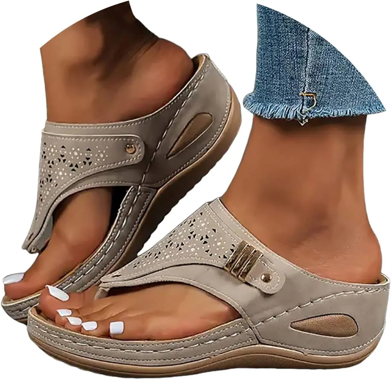 Avylays Women's Purple Orthopedic Wedge Sandals, Breathable Mesh Sports Sandals with Non-Slip Sole, Casual Wedge Sandals