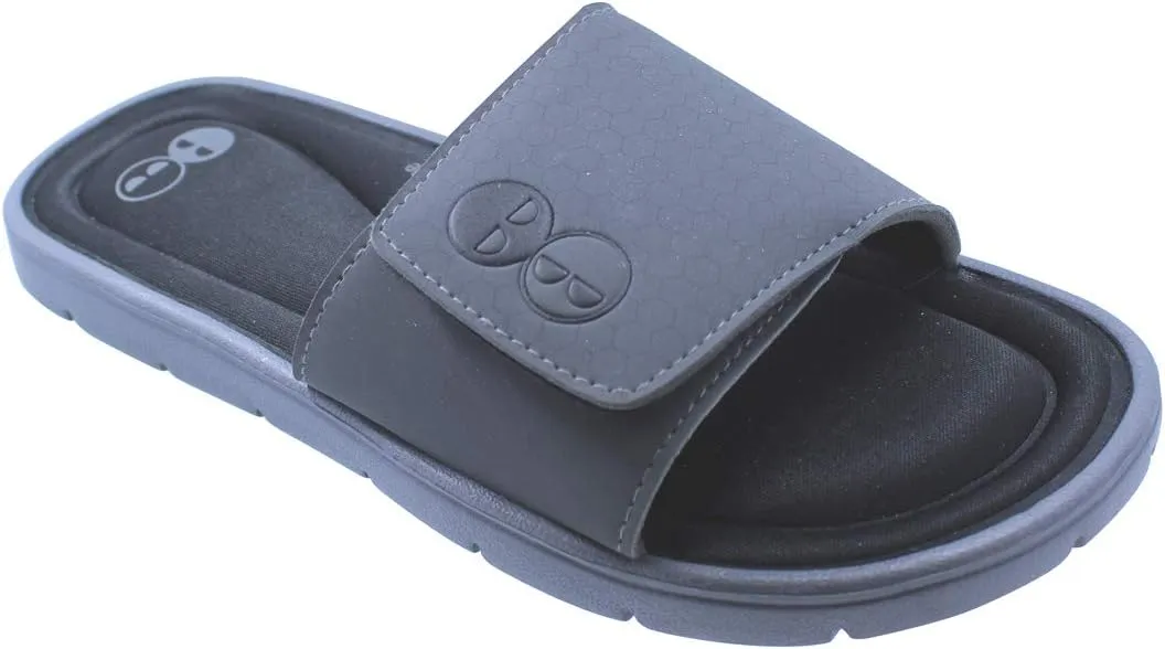 B-W Men’s Grey and Black Memory Foam Slide Sandals