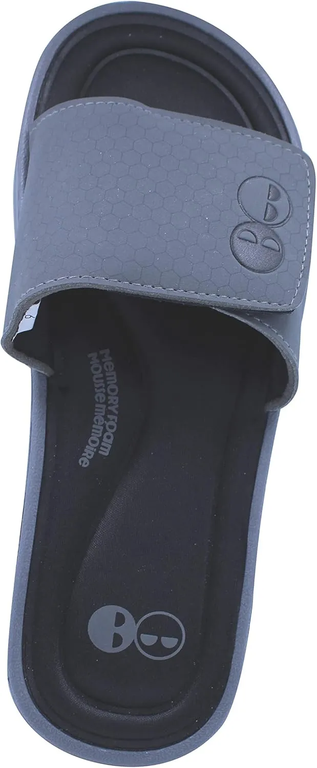 B-W Men’s Grey and Black Memory Foam Slide Sandals