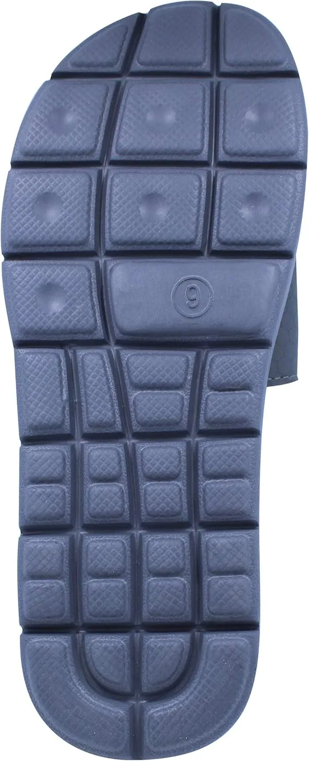 B-W Men’s Grey and Black Memory Foam Slide Sandals
