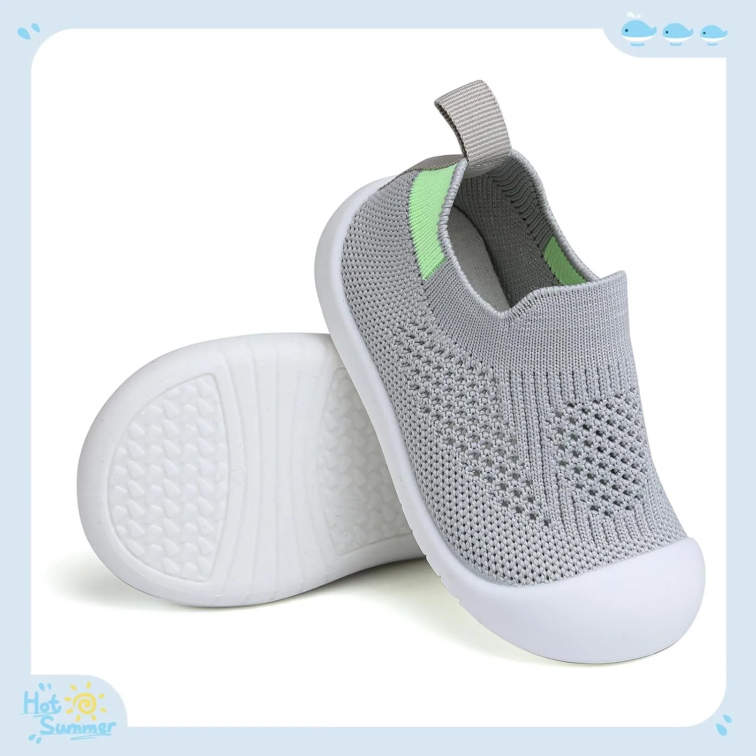 Baby Shoes for Boys Girls Breathable First Walking Shoes - Infant Toddler Trainers Shoes Non Skid Indoor Floor Slipper with Soft Sole Cotton Mesh On Sneaker