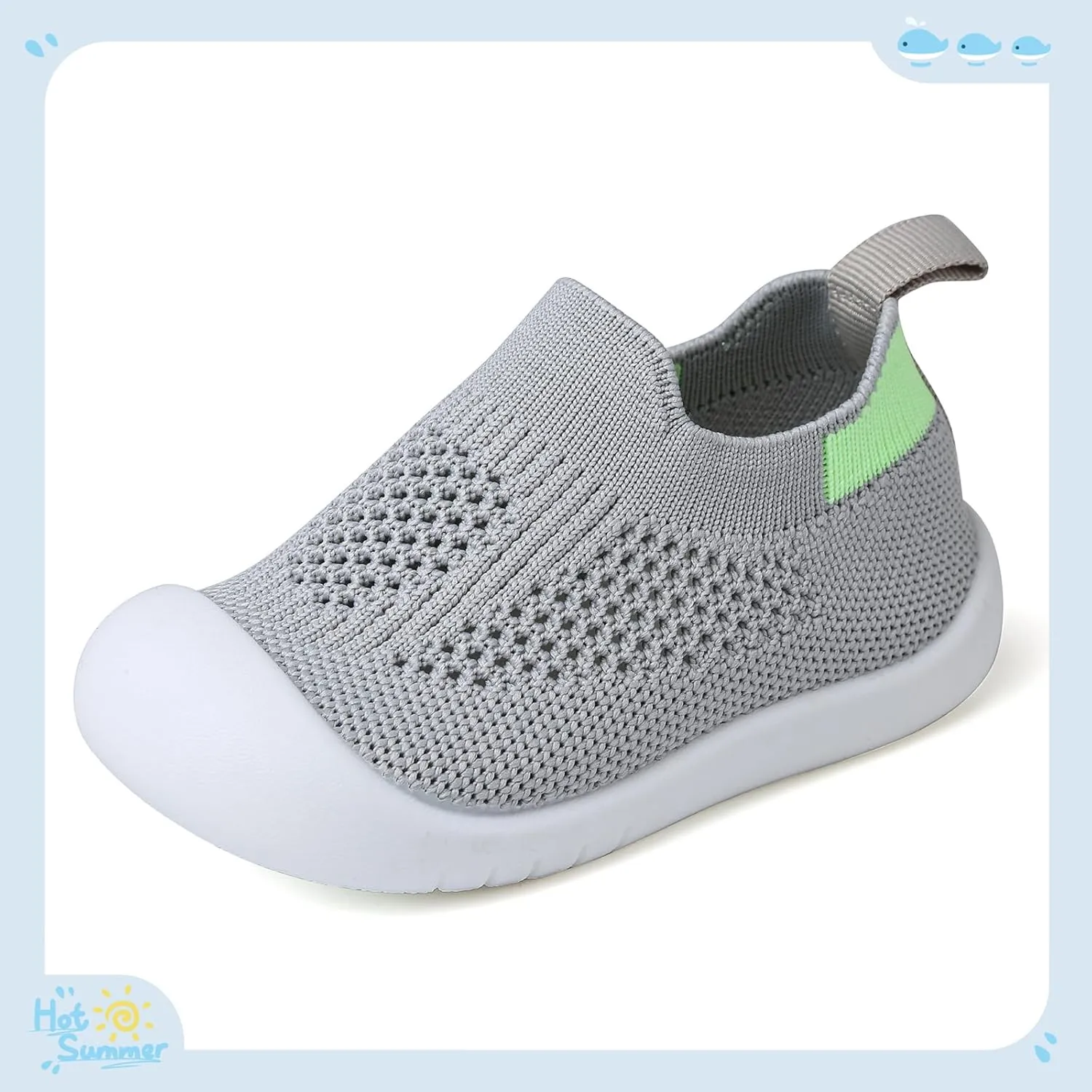Baby Shoes for Boys Girls Breathable First Walking Shoes - Infant Toddler Trainers Shoes Non Skid Indoor Floor Slipper with Soft Sole Cotton Mesh On Sneaker