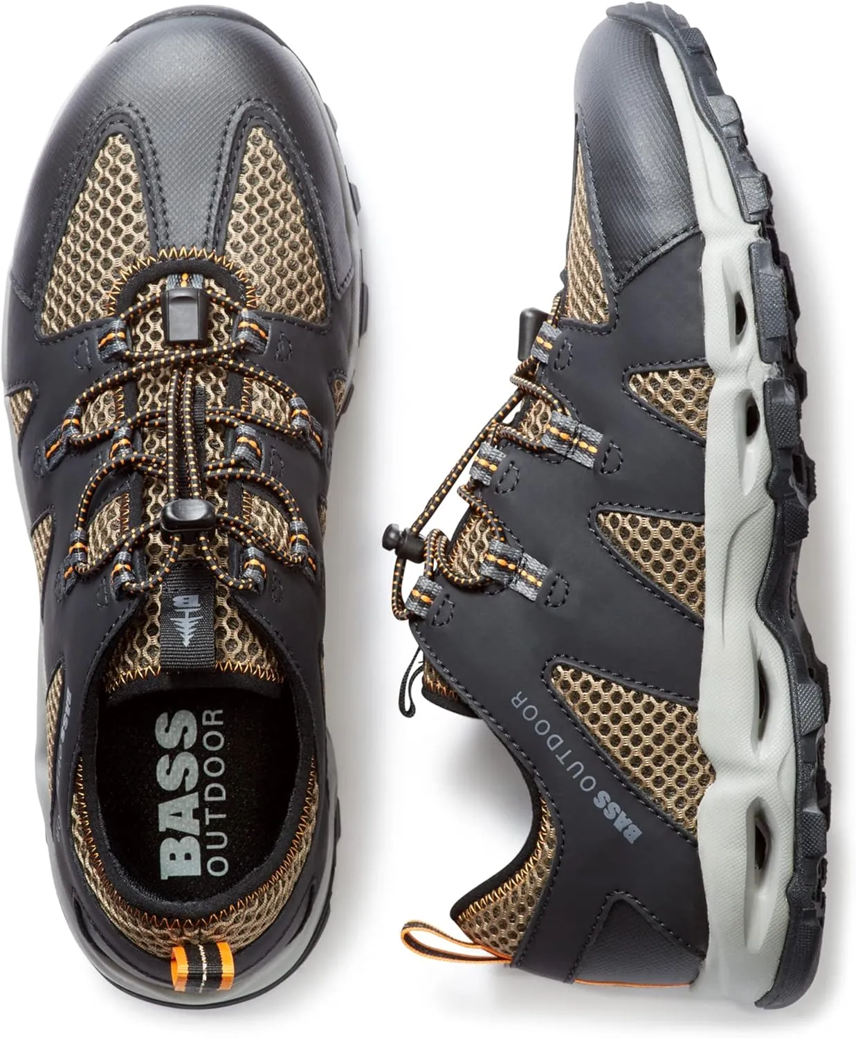 BASS OUTDOOR Men's Aqua Mesh Trail/Water Shoes – Pull-on Hiking Sneakers