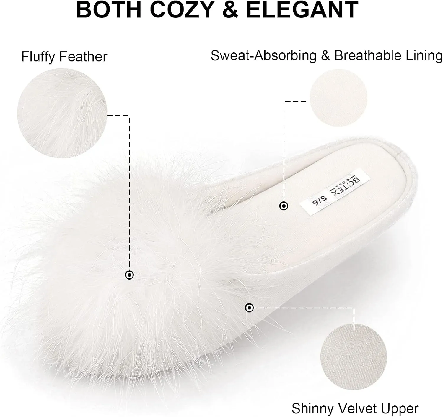 BCTEX COLL Women's Cozy Velvet Memory Foam House Slipper, Ladies Fuzzy Bedroom Slipper Non-slip Sole