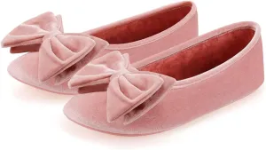 BCTEX COLL Women's Fancy House Slippers with Bow, Ladies Sexy Velvet Ballerina Slipper