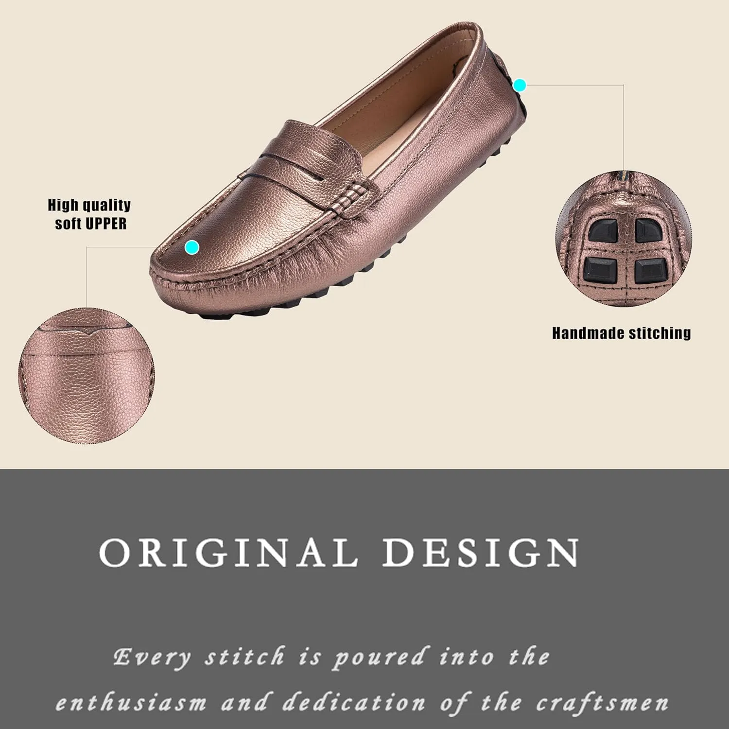 BEAUSEEN Women's Genuine Leather Penny Loafers Classic Driving Moccasins Casual Slip On Comfort Women Loafer Shoes