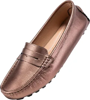 BEAUSEEN Women's Genuine Leather Penny Loafers Classic Driving Moccasins Casual Slip On Comfort Women Loafer Shoes