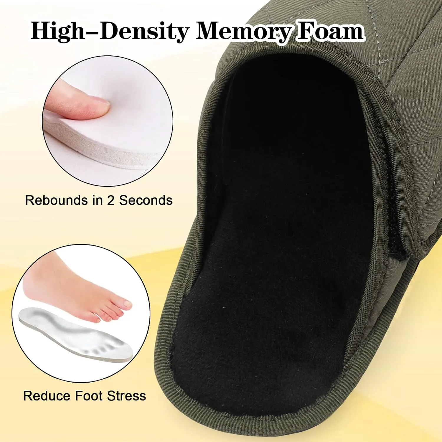 Besroad Mens Slippers Wide Memory Foam House Slippers Adjustable Diabetic Shoes Arthritis Edema Swollen House Shoes