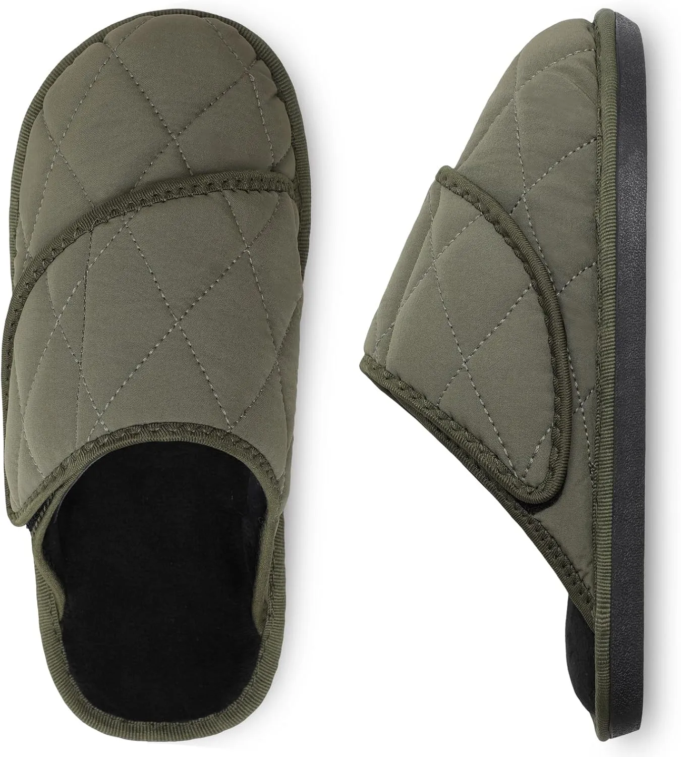 Besroad Mens Slippers Wide Memory Foam House Slippers Adjustable Diabetic Shoes Arthritis Edema Swollen House Shoes
