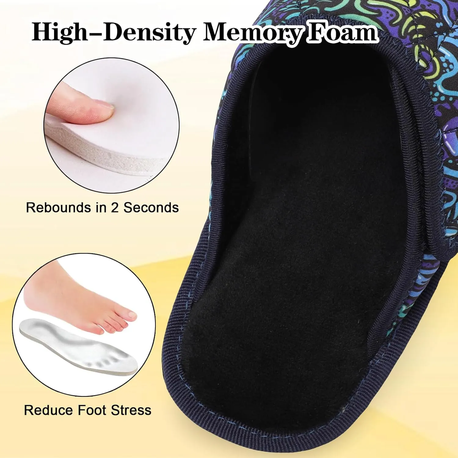 Besroad Mens Slippers Wide Memory Foam House Slippers Adjustable Diabetic Shoes Arthritis Edema Swollen House Shoes