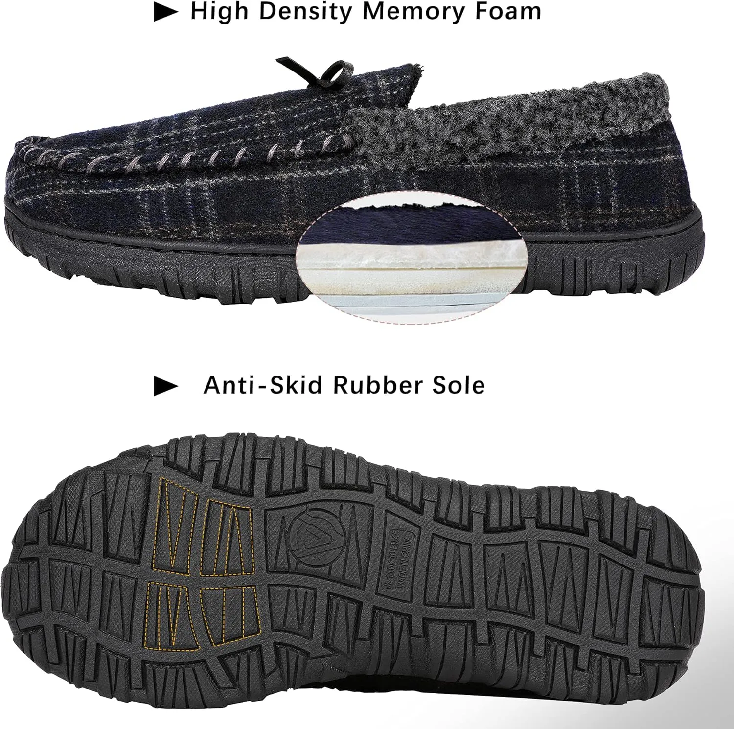 Bigwow Mens Slippers Moccasins House Shoes for Men Indoor Outdoor Memory Foam Slippers
