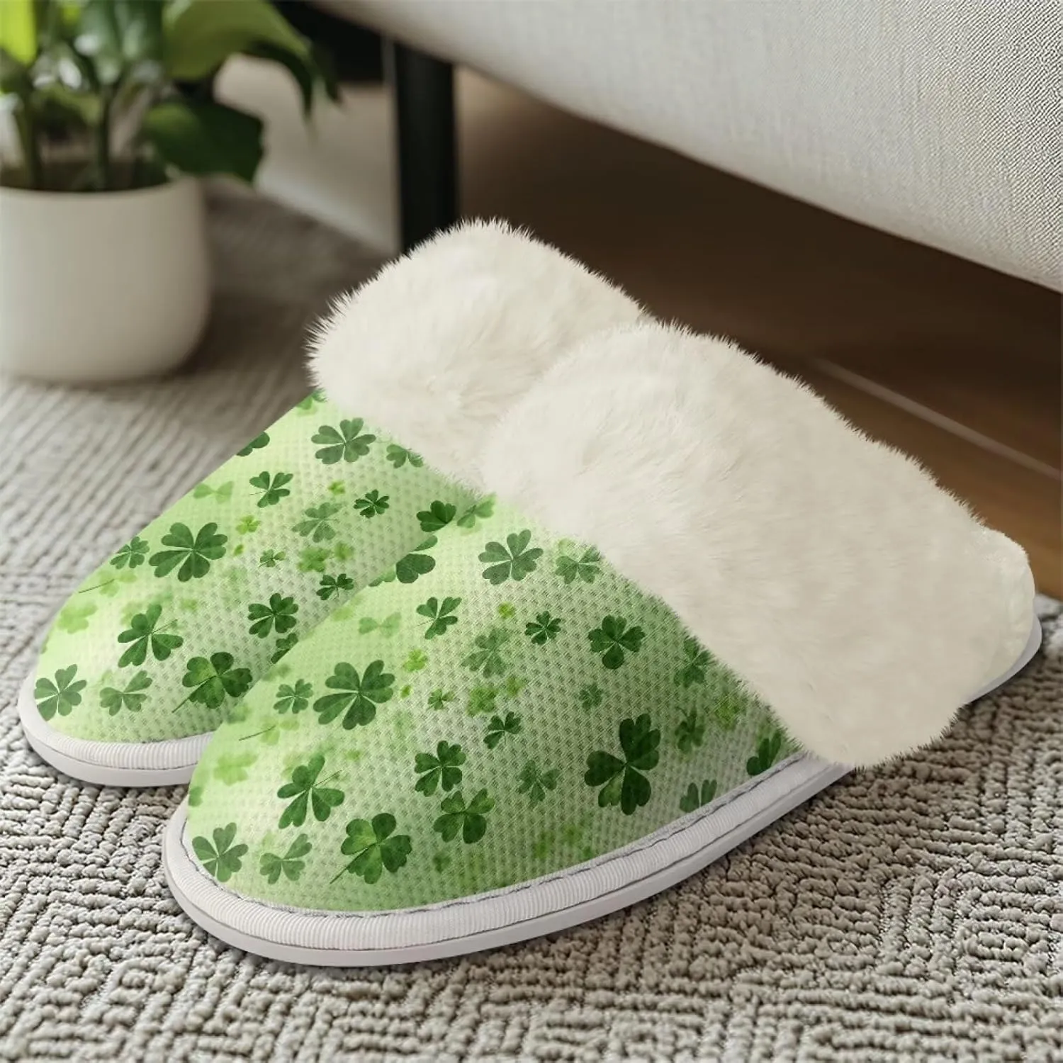 Binienty Women's Men's House Slippers Memory Foam Indoor Outdoor Fuzzy Slipper Bedroom Shoes