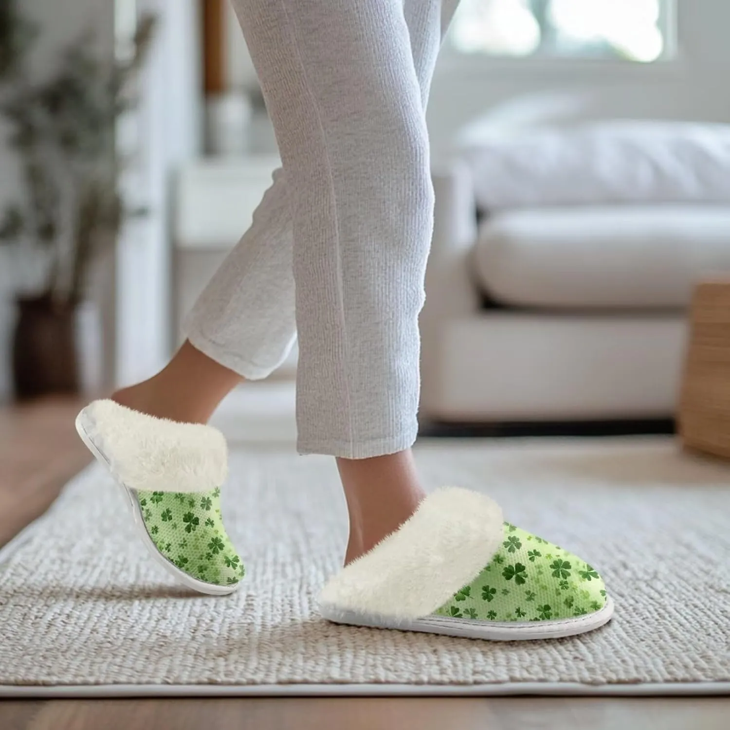 Binienty Women's Men's House Slippers Memory Foam Indoor Outdoor Fuzzy Slipper Bedroom Shoes
