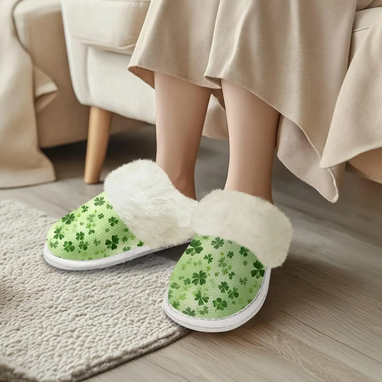 Binienty Women's Men's House Slippers Memory Foam Indoor Outdoor Fuzzy Slipper Bedroom Shoes