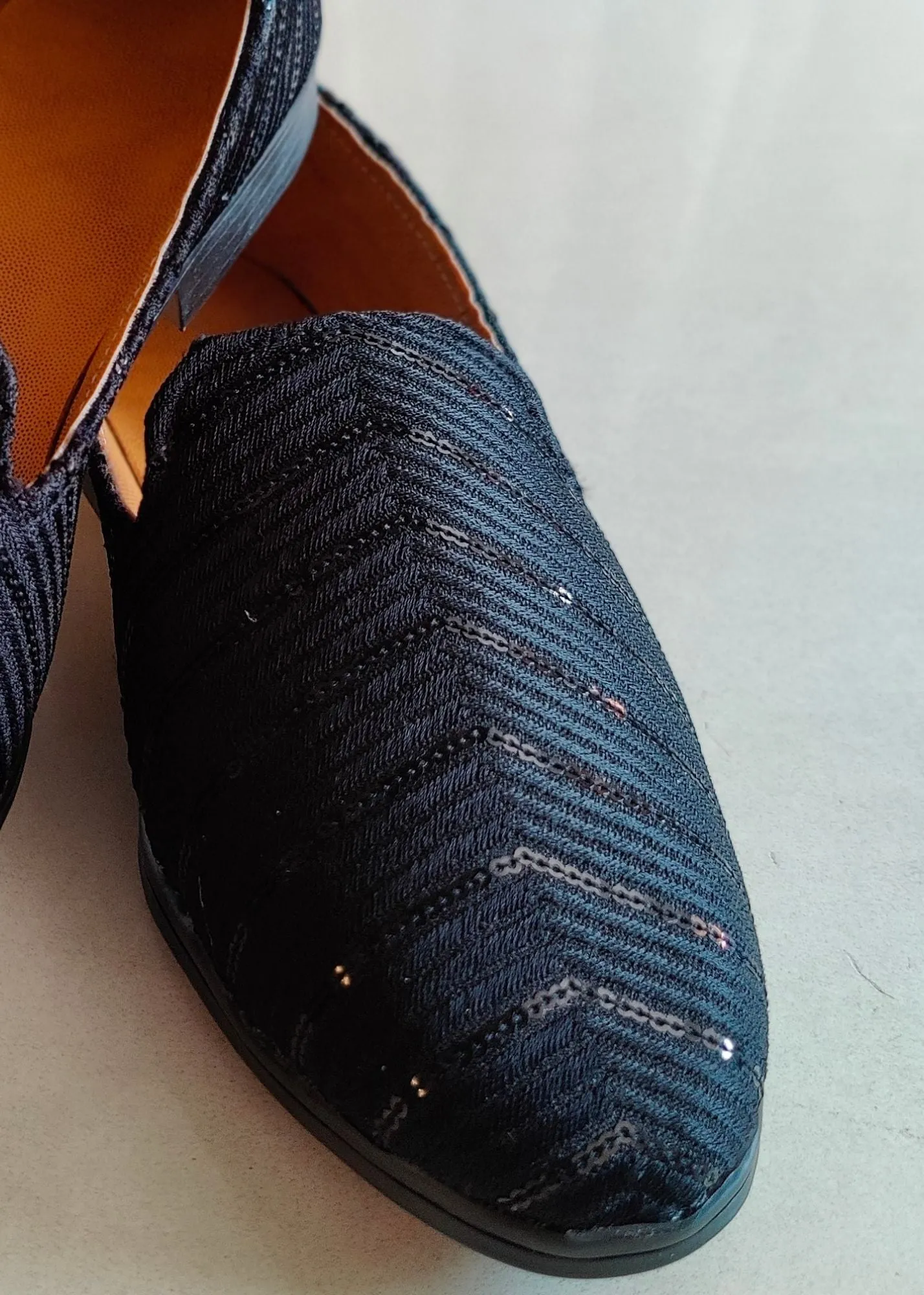 Black Sequin Loafer Shoes for Mens