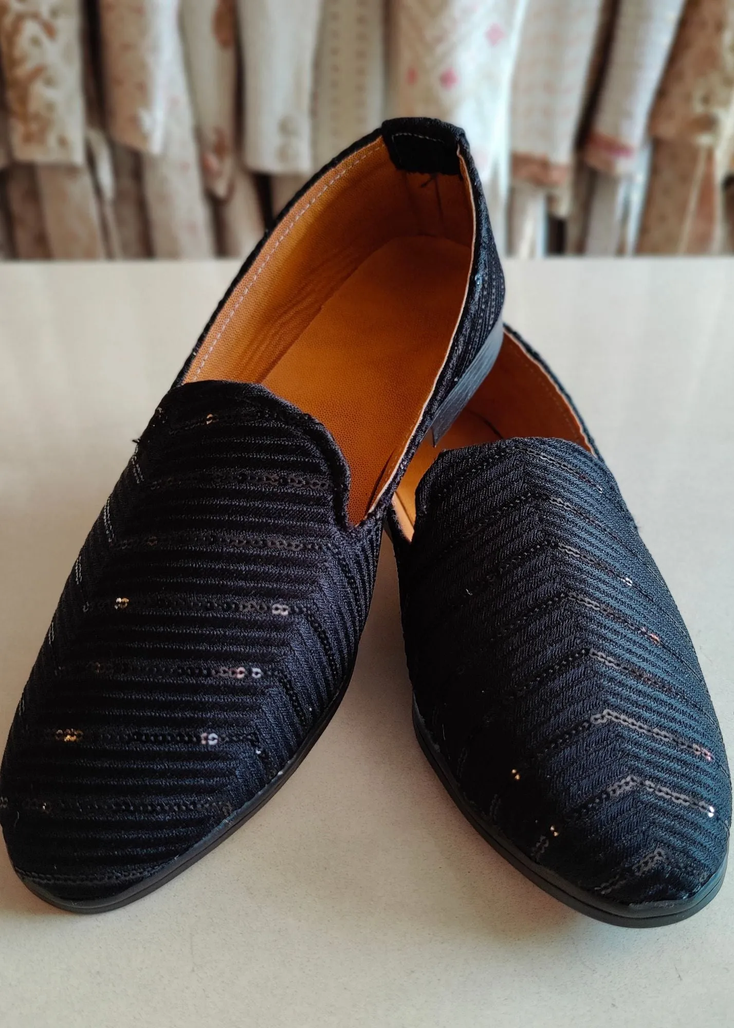 Black Sequin Loafer Shoes for Mens