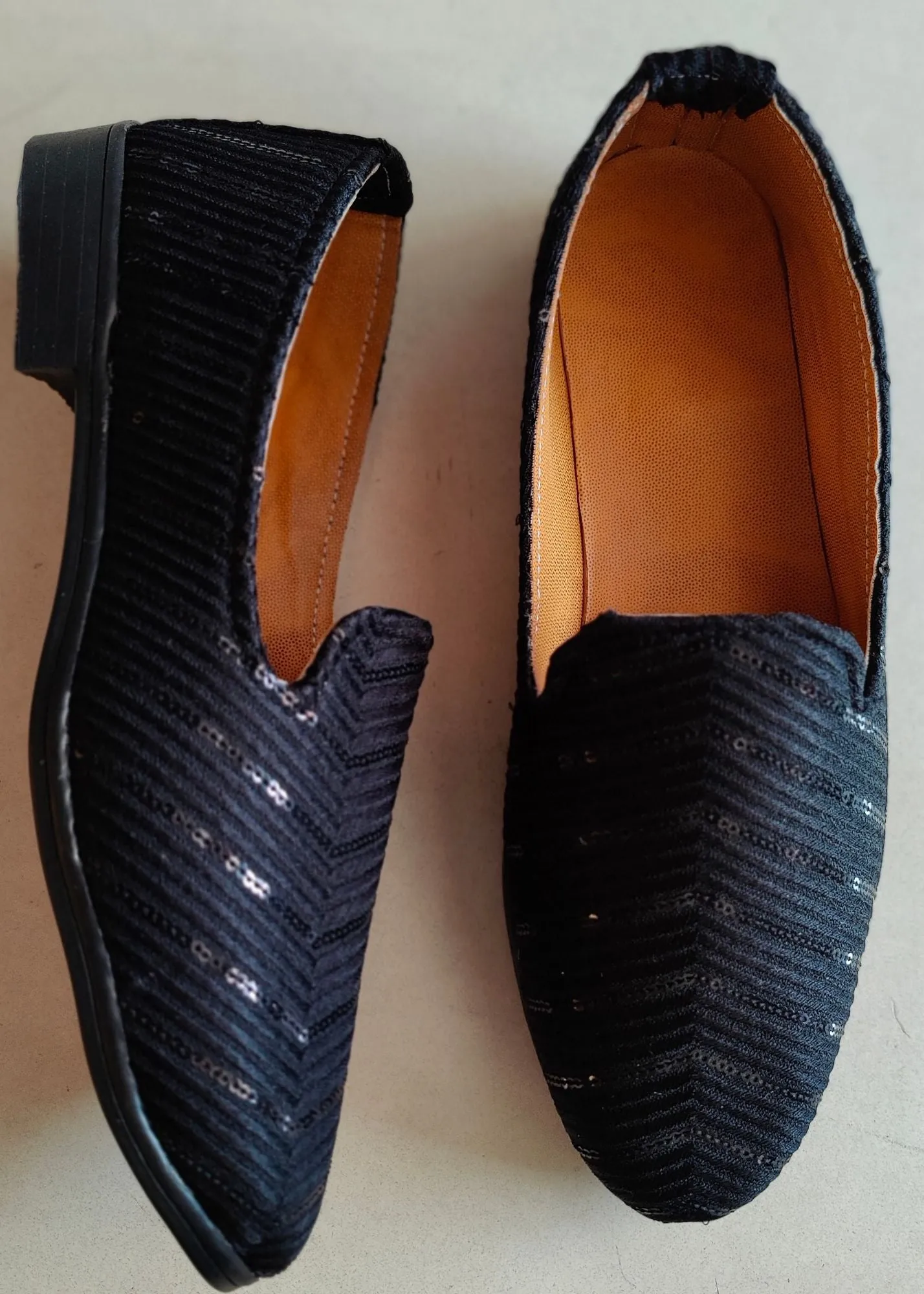 Black Sequin Loafer Shoes for Mens