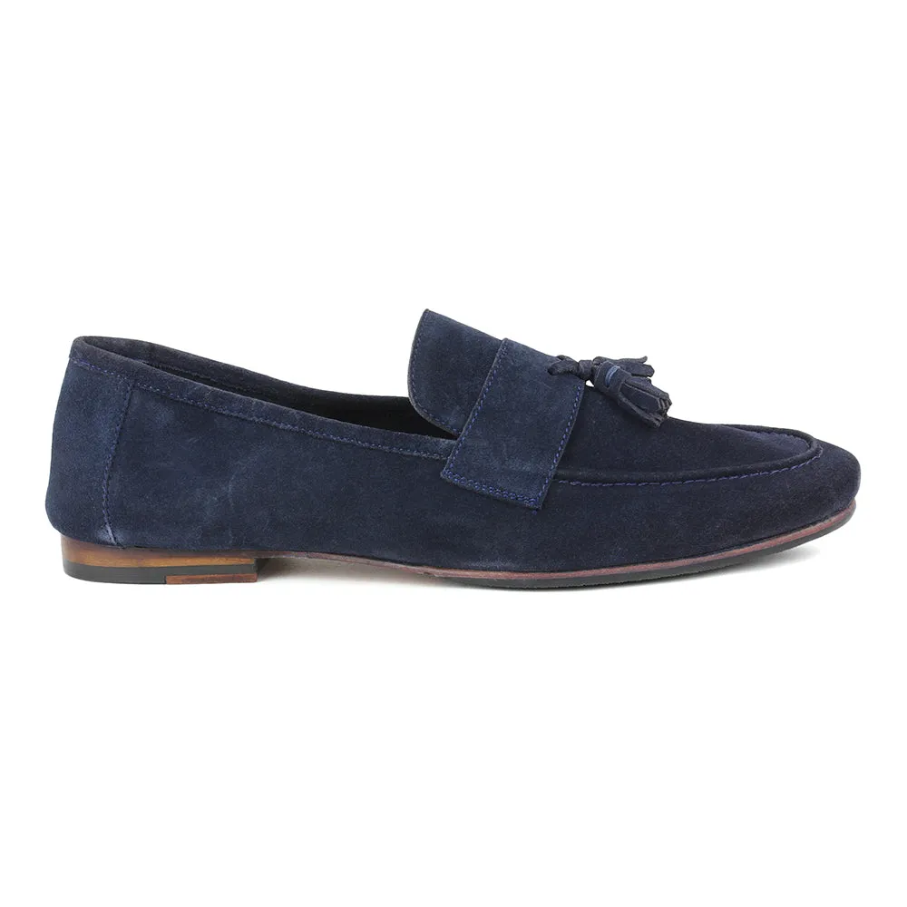 Blue Suede Unlined Supersoft City Tassel Loafers
