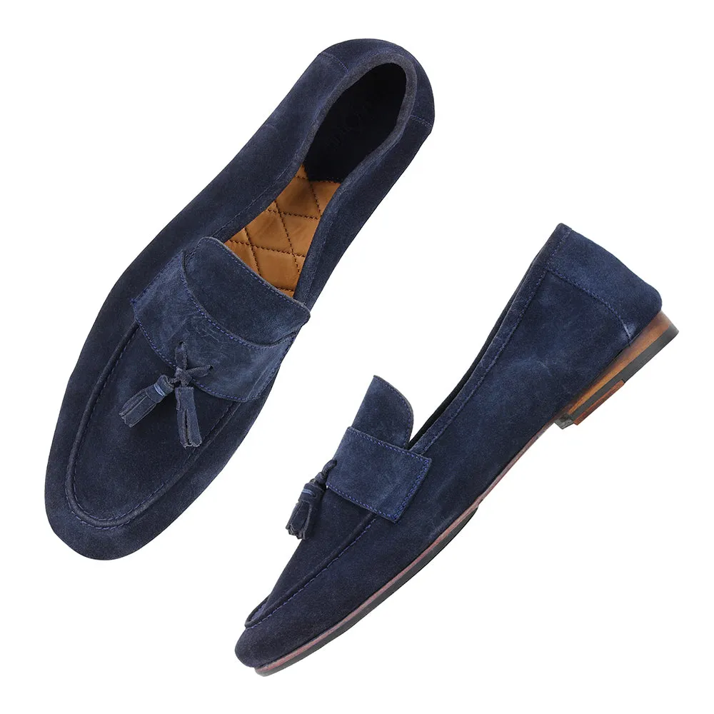 Blue Suede Unlined Supersoft City Tassel Loafers