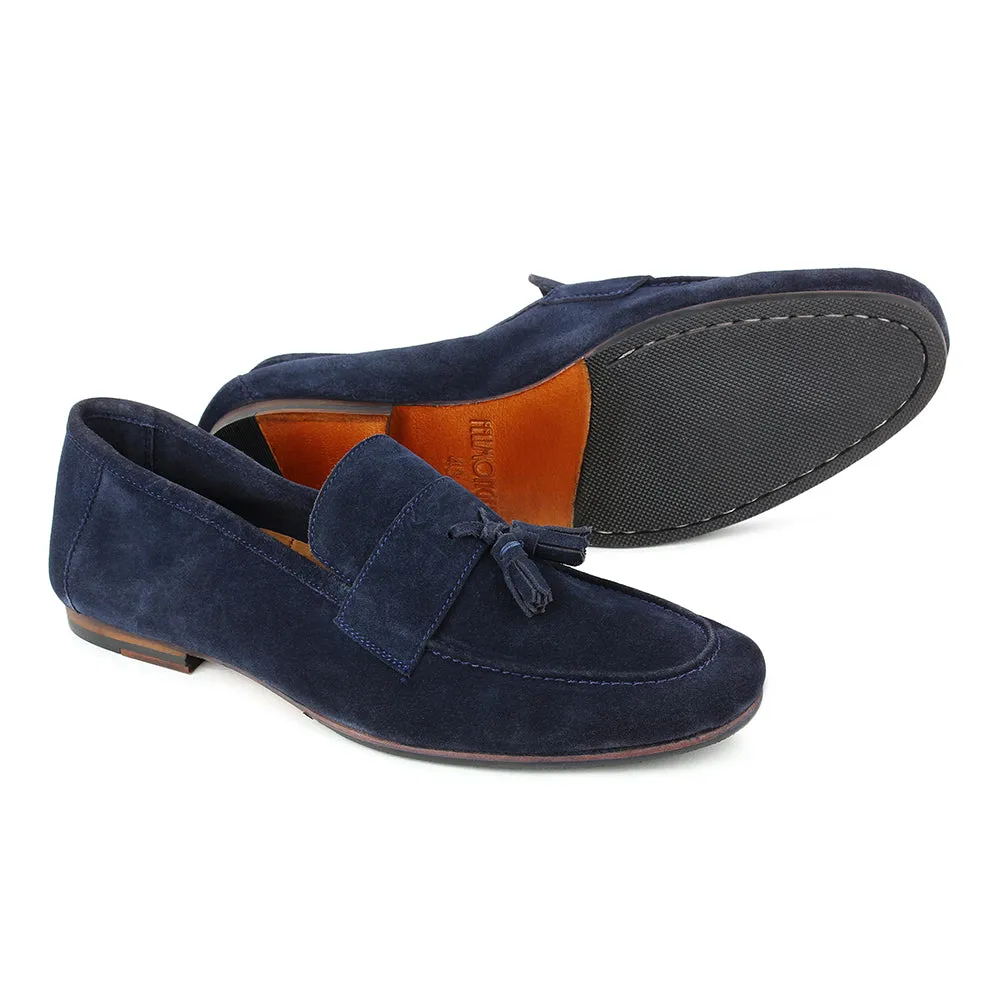 Blue Suede Unlined Supersoft City Tassel Loafers