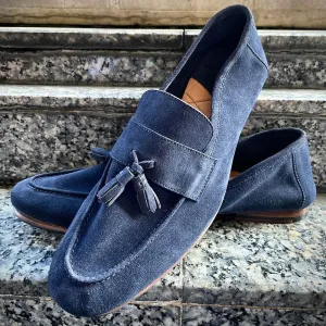 Blue Suede Unlined Supersoft City Tassel Loafers