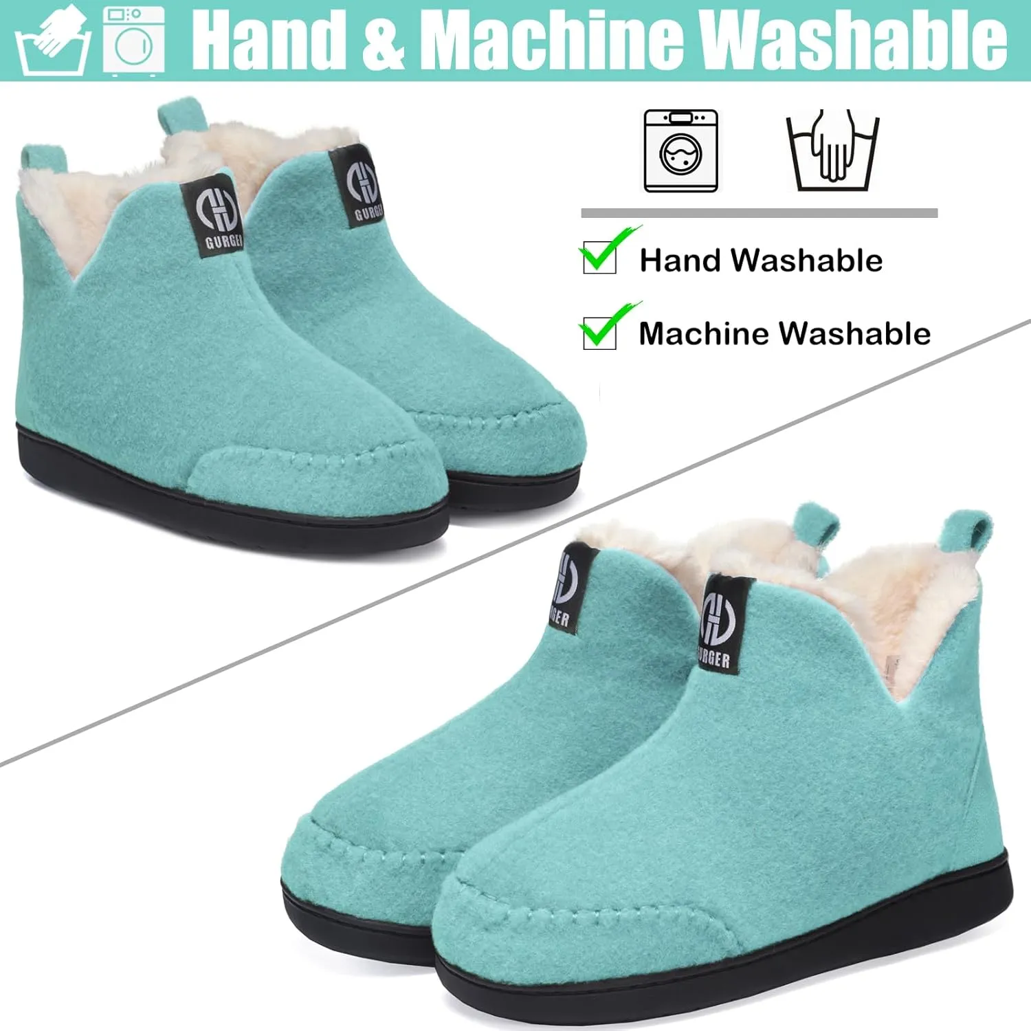 Booties Slipper for Men and Women, Plush Lining Winter Warm House Shoes Memory Foam Slipper Boots