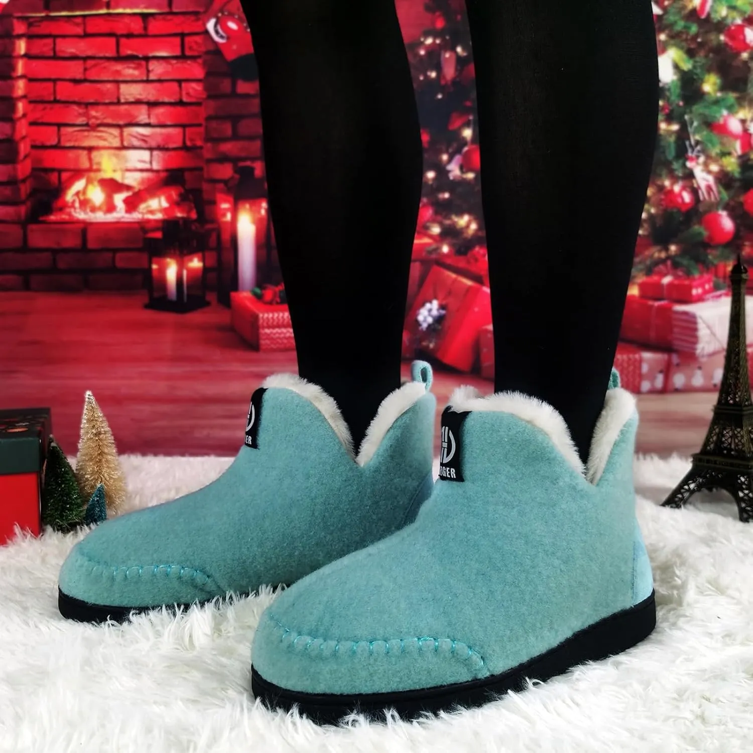 Booties Slipper for Men and Women, Plush Lining Winter Warm House Shoes Memory Foam Slipper Boots