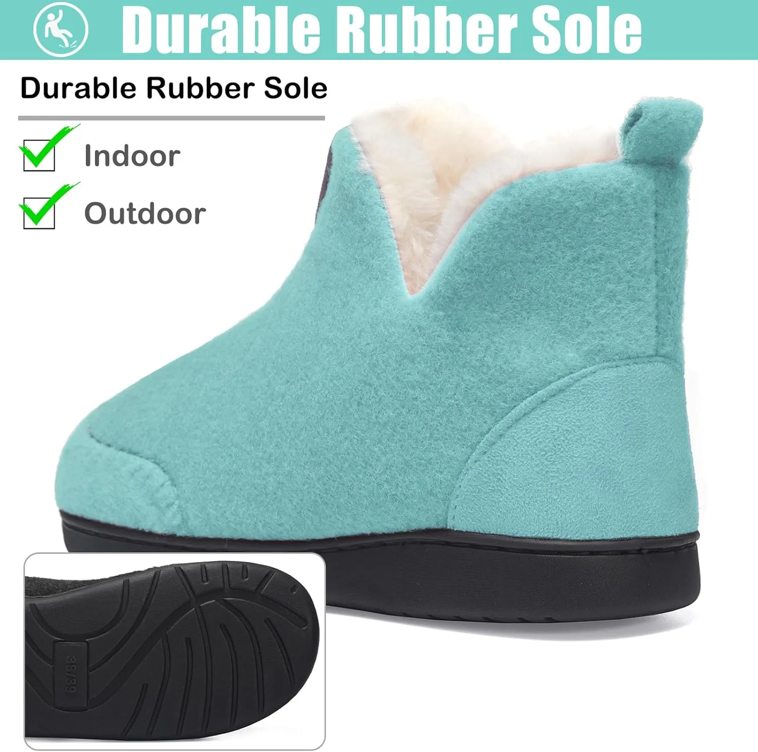 Booties Slipper for Men and Women, Plush Lining Winter Warm House Shoes Memory Foam Slipper Boots