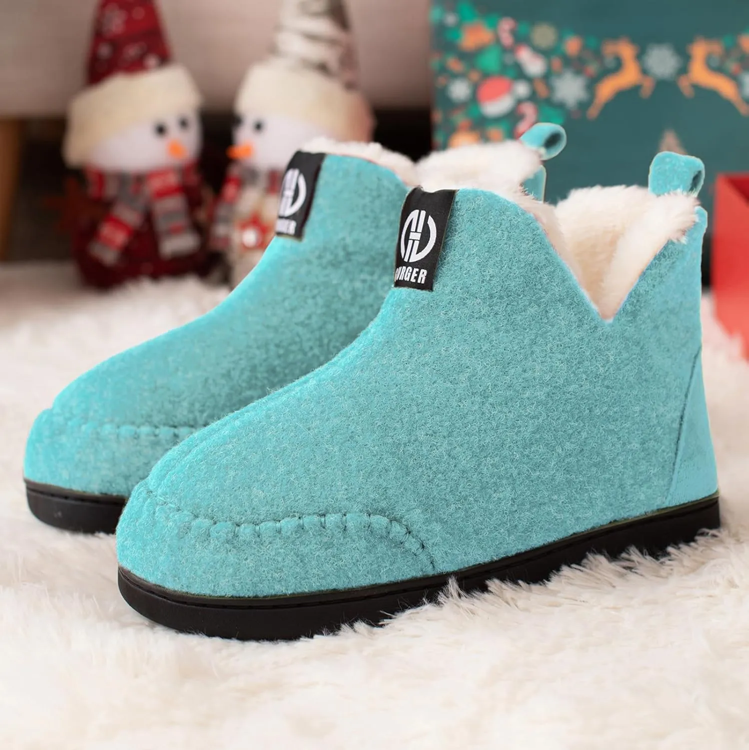Booties Slipper for Men and Women, Plush Lining Winter Warm House Shoes Memory Foam Slipper Boots