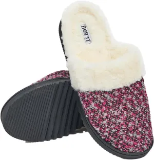 BORN Clog or Scuff Womens Slippers with Memory Foam and Non-Slip Sole, Soft and Comfy Bedroom Slippers for Women