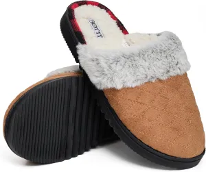 BORN Clog or Scuff Womens Slippers with Memory Foam and Non-Slip Sole, Soft and Comfy Bedroom Slippers for Women