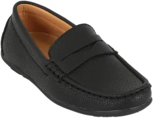 Boys Faux Leather Slip On Tread Loafer Wedding Classic Smart Casual Moccasin Flat Shoes