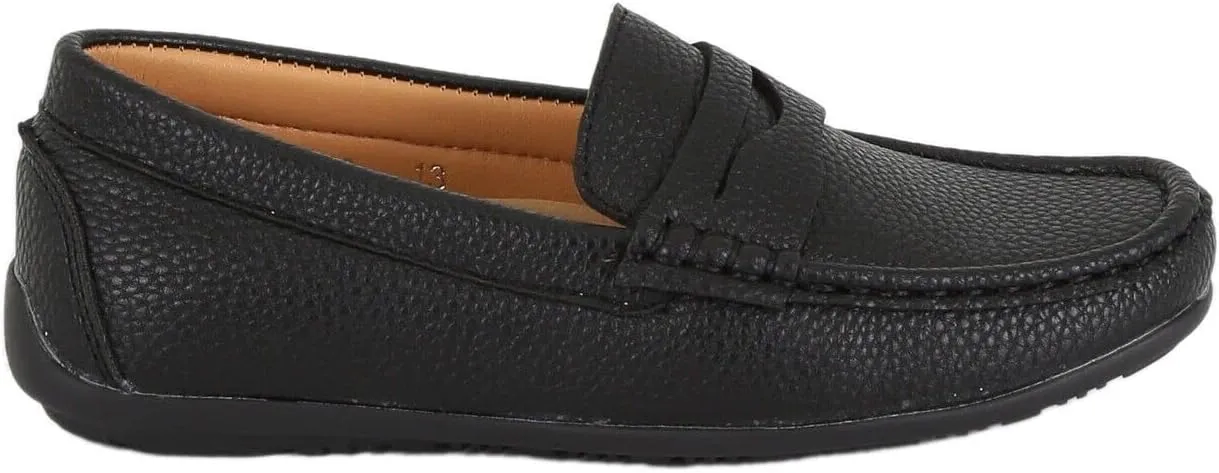 Boys Faux Leather Slip On Tread Loafer Wedding Classic Smart Casual Moccasin Flat Shoes