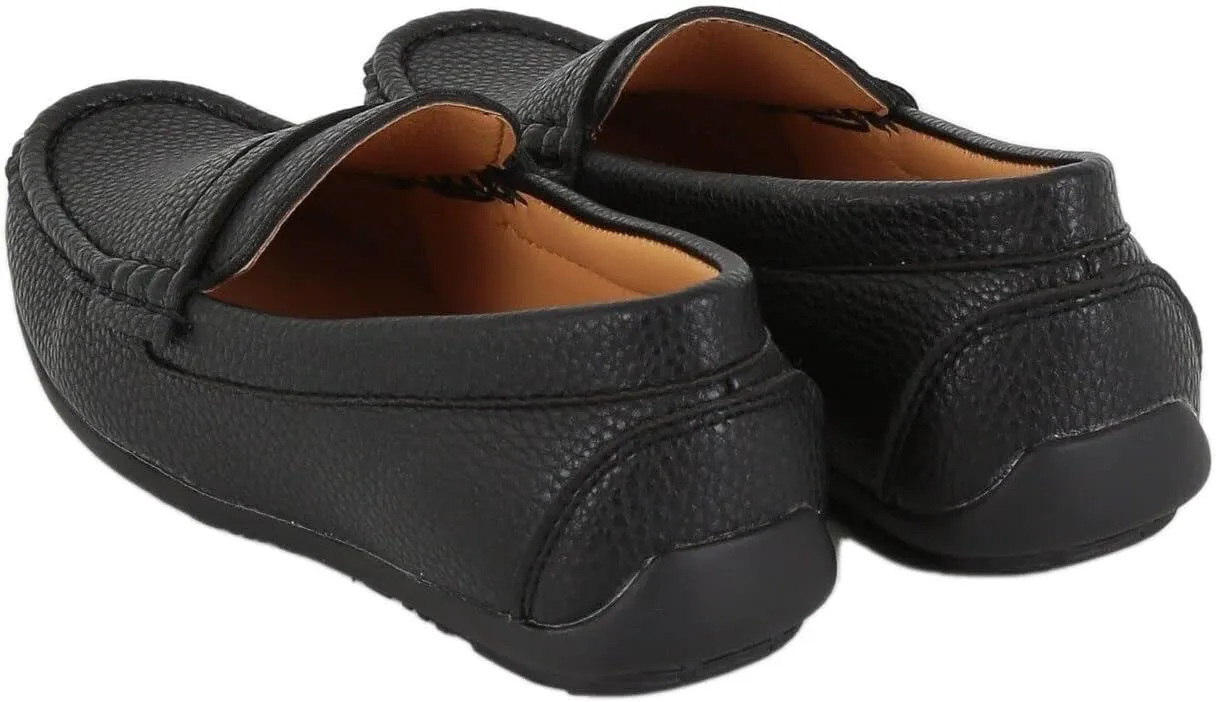Boys Faux Leather Slip On Tread Loafer Wedding Classic Smart Casual Moccasin Flat Shoes