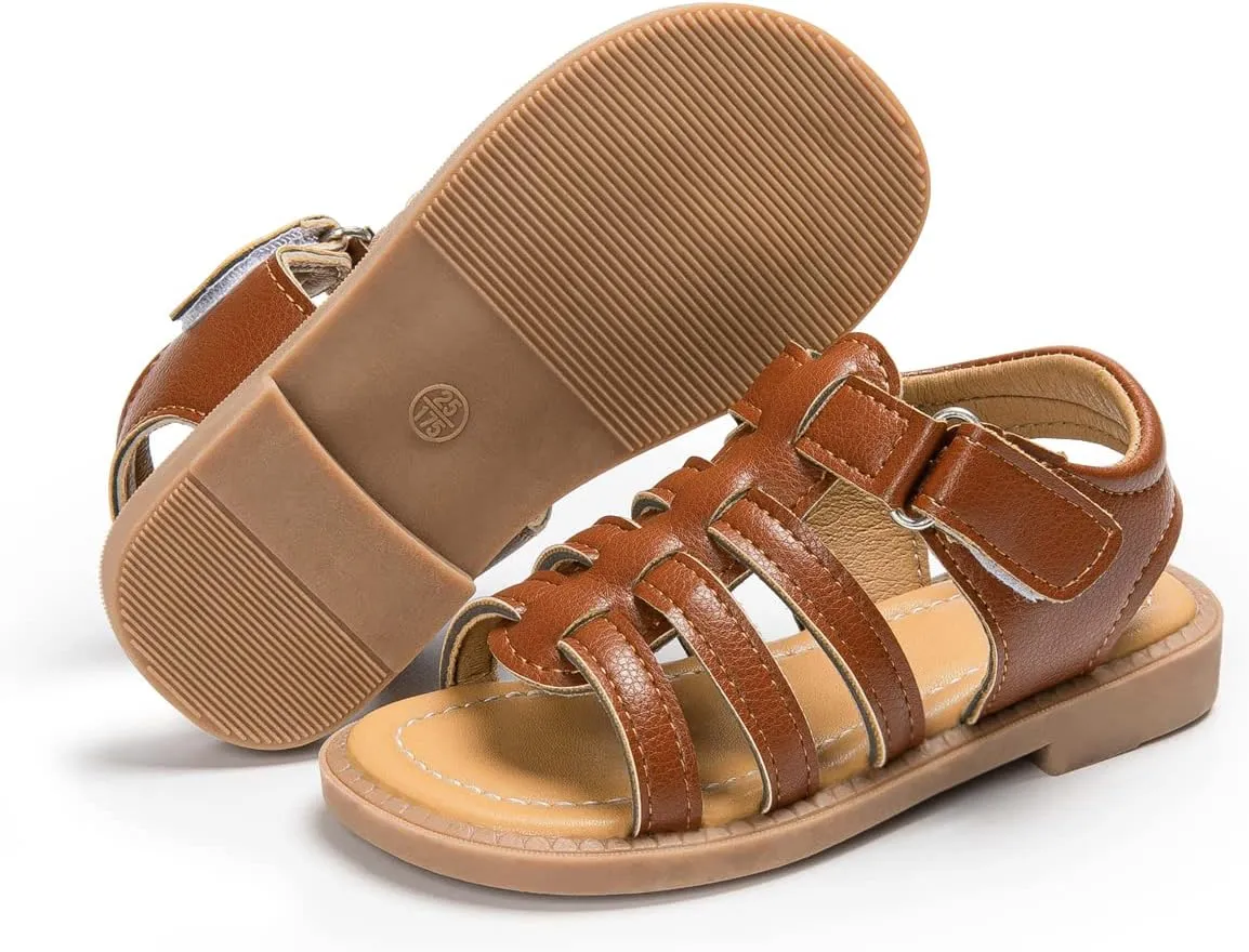 Boys Girls Sandals Open Toe Breathable Princess Non-Slip Flats Summer Beach Lightweight Rubber Sole Sandals (Toddler/Little Kid)