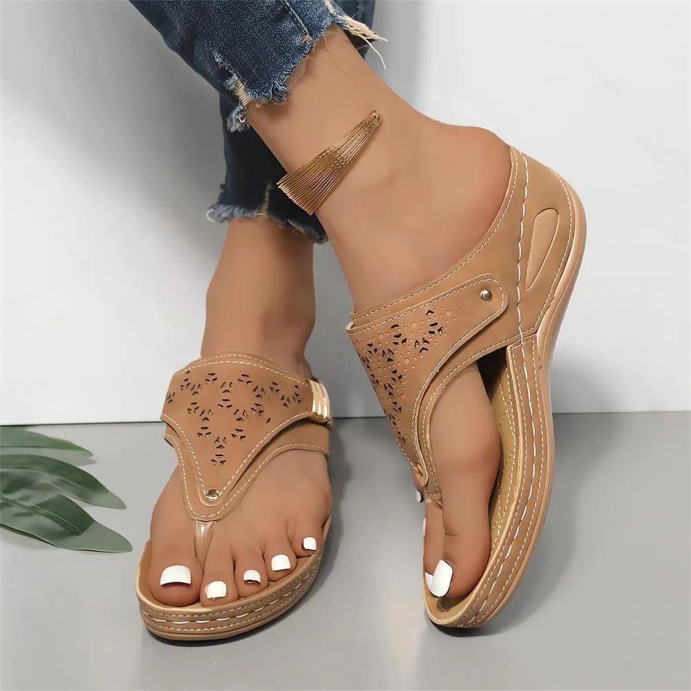 Breathable Mesh Sports Sandals With Non-Slip Sole, Comfortable Ladies Orthopedic Platform Wedge Flip Flops, Anti-Slip Sole