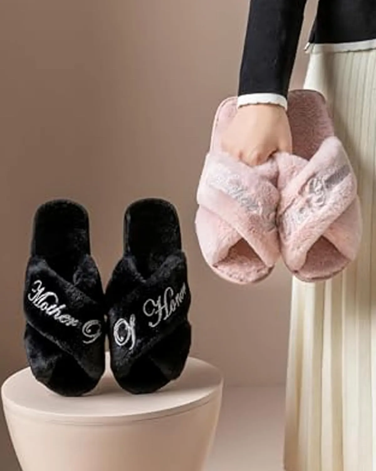 Bridal Slipper - Bridesmaid & Bachelorette Gifts - Silver Glitter Print